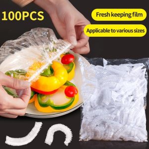 100 Pcs Disposable Food Cover Elastic Lid for covering Food