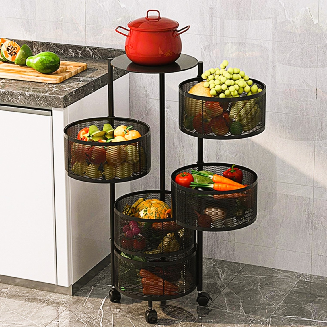 5 Tier Layer Kitchen Storage Rack (Round)