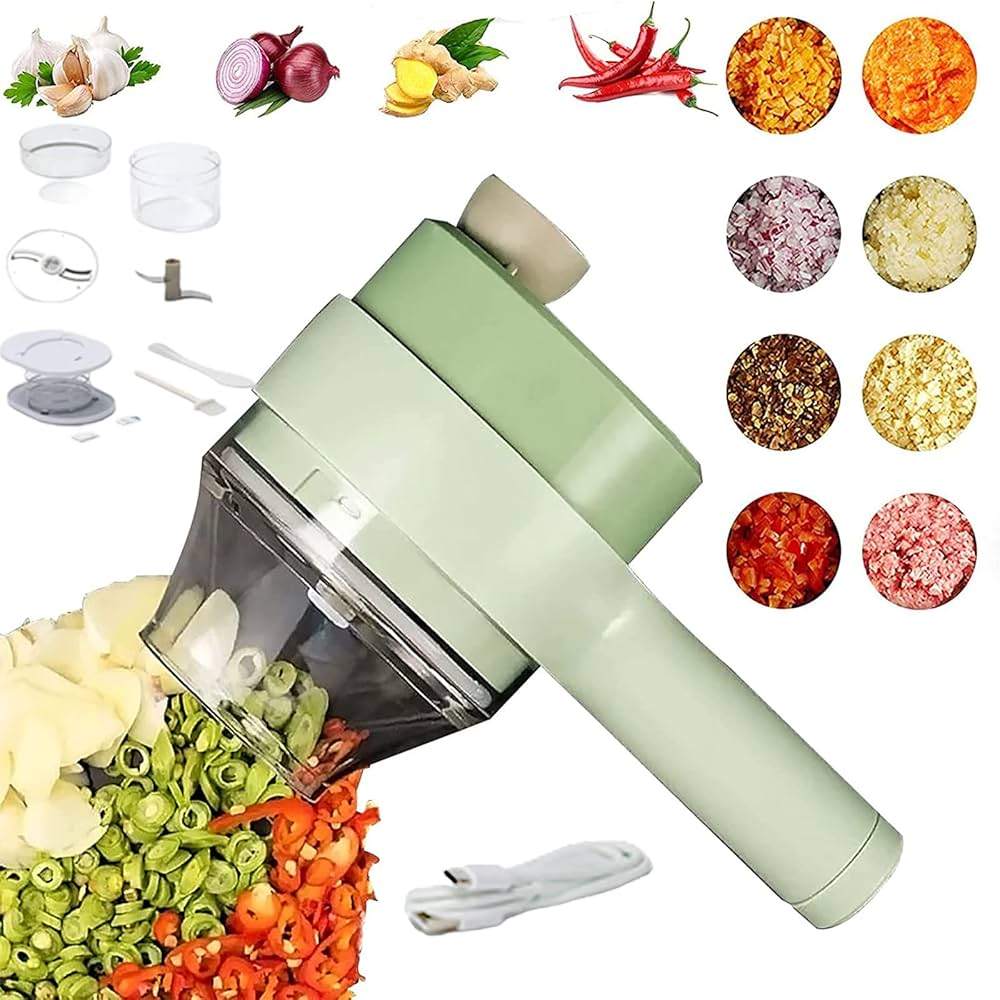 Gatling Food Chopper, 4 in 1 Portable Electric Vegetable Cutter Set (Food Chopper)